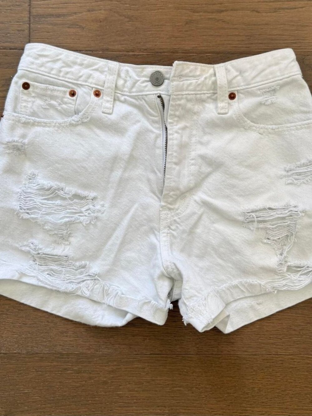Abercrombie white distressed denim